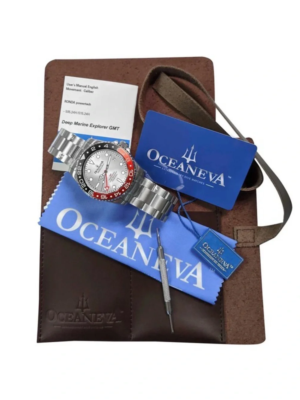 Oceaneva Men's Deep Marine Explorer GMT 1250M Pro Diver Red/Black Swiss Quartz